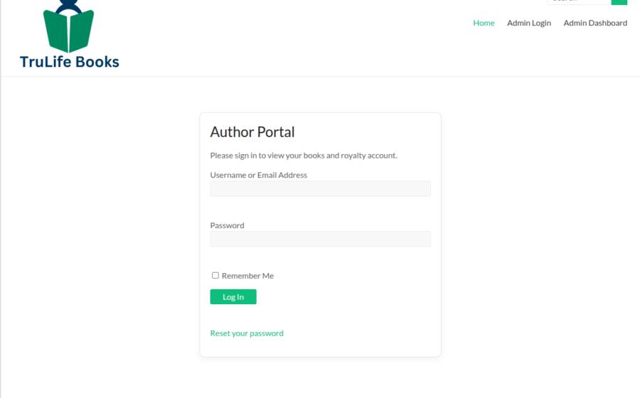 Author Portal for TruLife Books